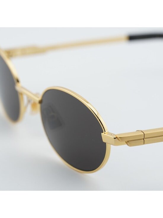 Bottega Veneta BV1470S 001 Sunglasses Gold Oval Frame, Grey Lenses main image 7